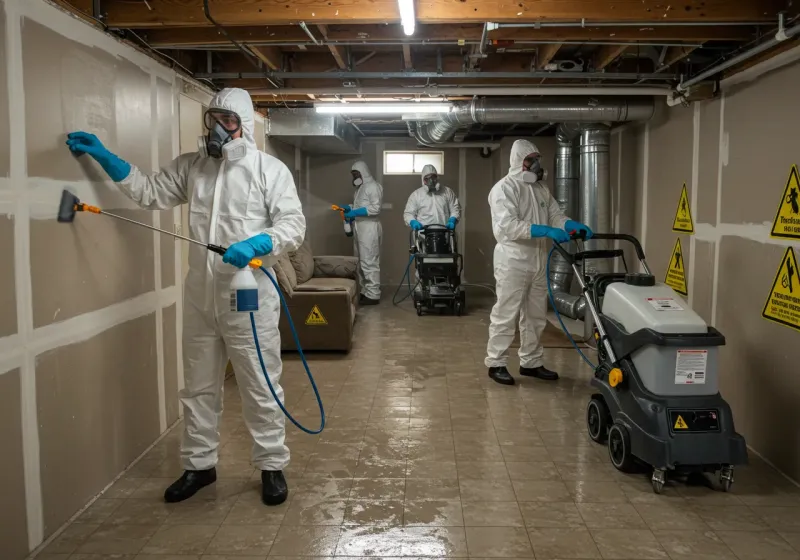 Basement Moisture Removal and Structural Drying process in Fort Yates, ND